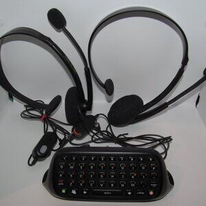 Microsoft Xbox 360 OEM Chatpad Black : Set with 2 Original Headsets Tested Works